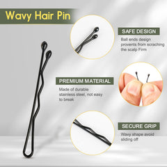 DySaLic black bobby pins with smooth end caps prevent snagging