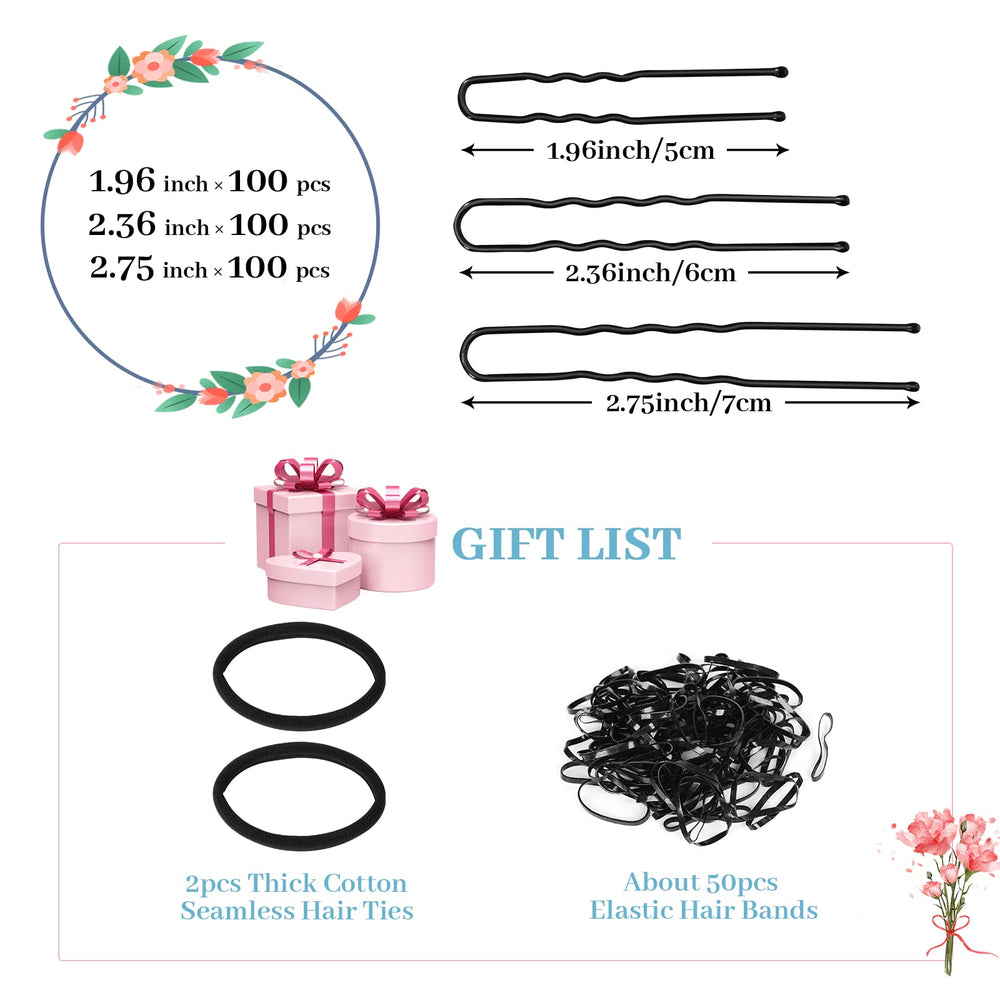 Dysalic U-shape hair pins in 2.36in size for versatile styling.
