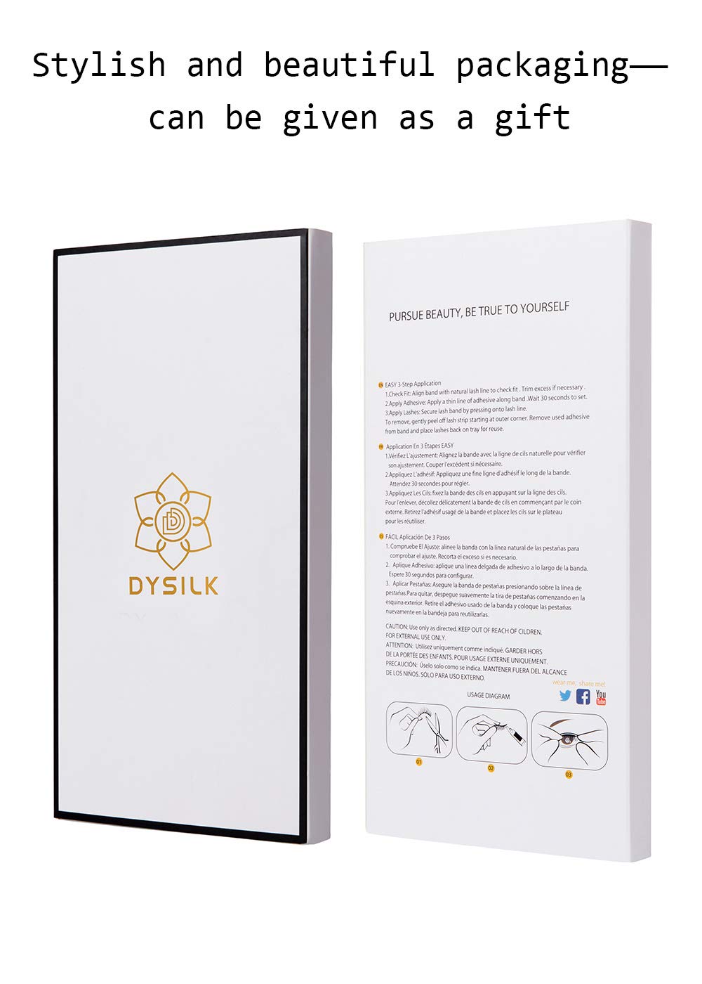 DYSILK travel case protects lashes while traveling.