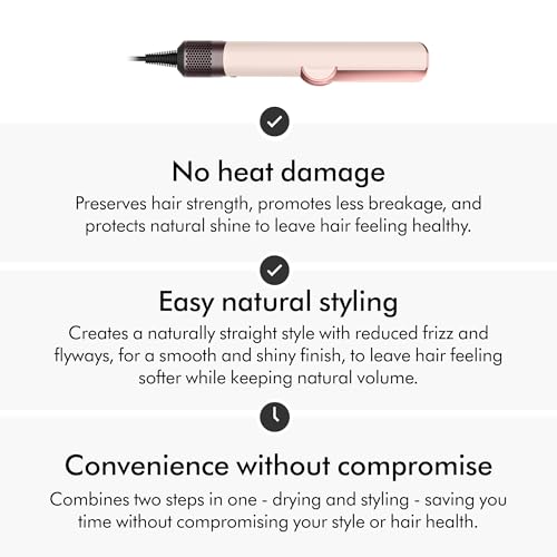 Dyson Airstrait wet-dry mode steps for efficient styling from damp hair.