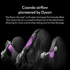 Curl barrel in use on long hair for soft, natural waves.