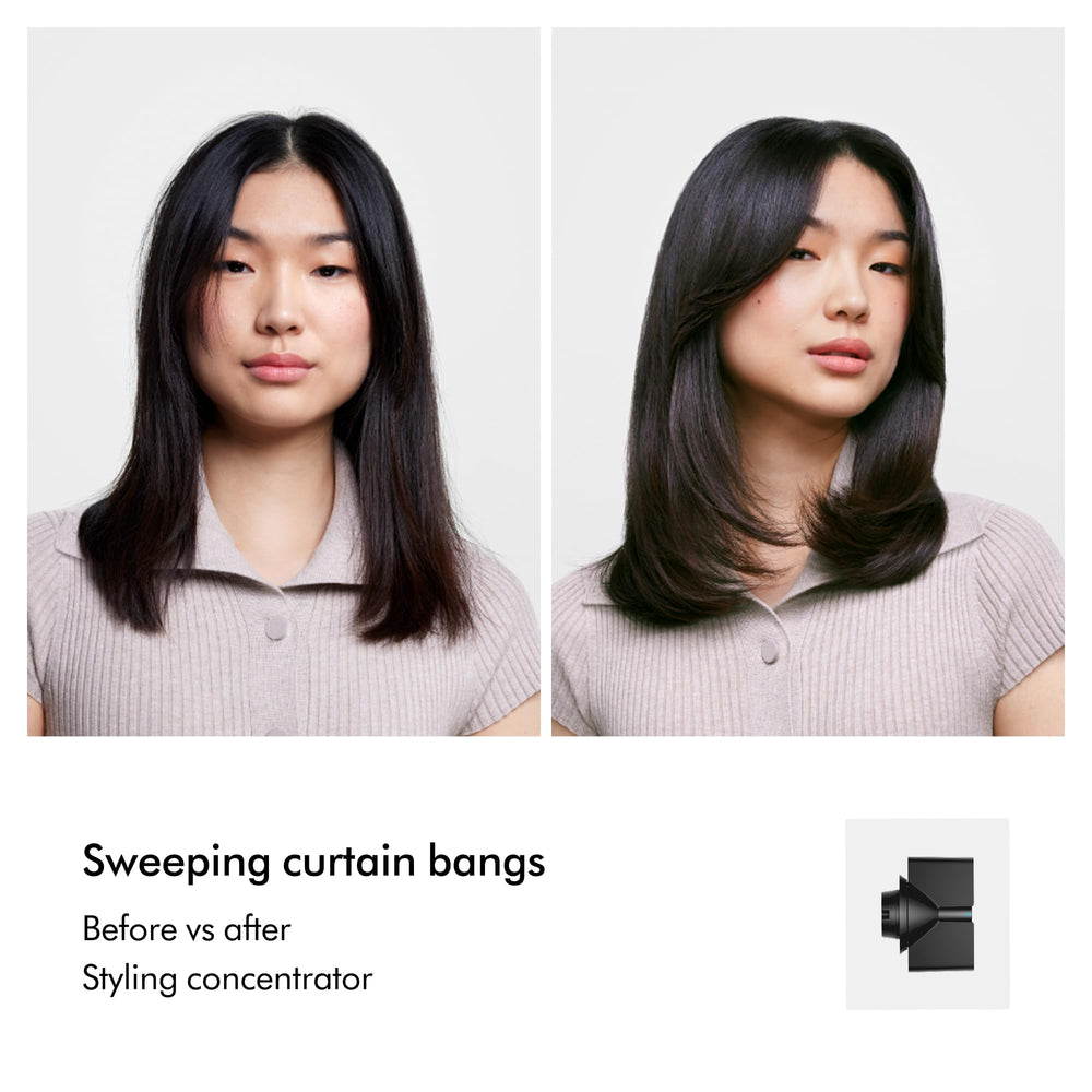 Dyson Supersonic Nural diffuser attachment for even distribution.