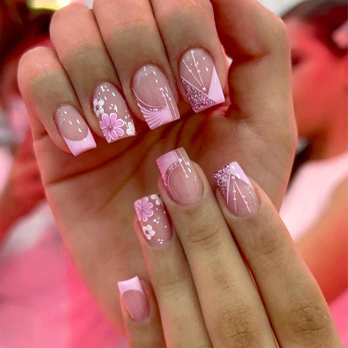 DZPGUONIZ pink French tip nails pack for easy at-home manicure.