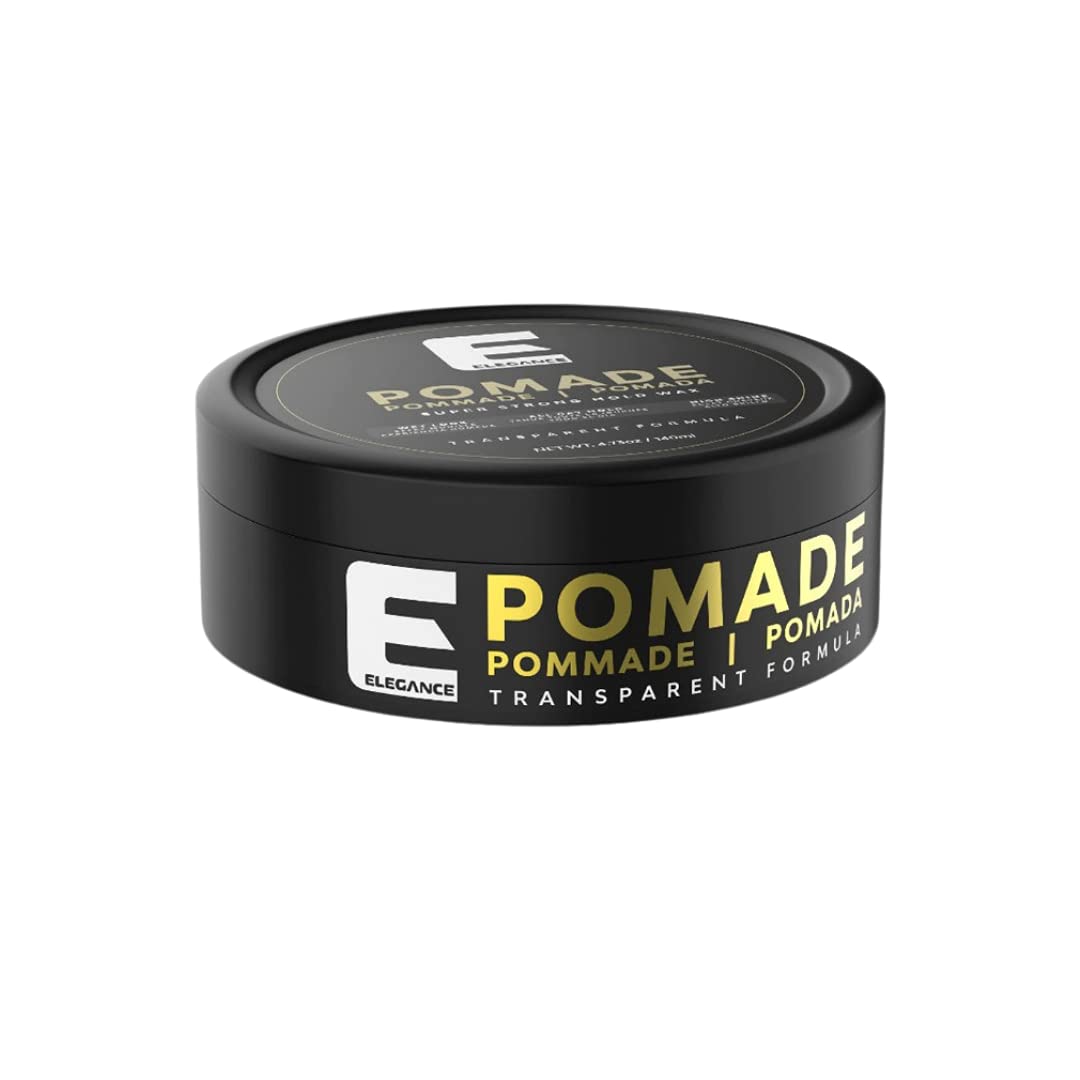 Pomada transparente de E Elegance con control ultra y brillo duradero.