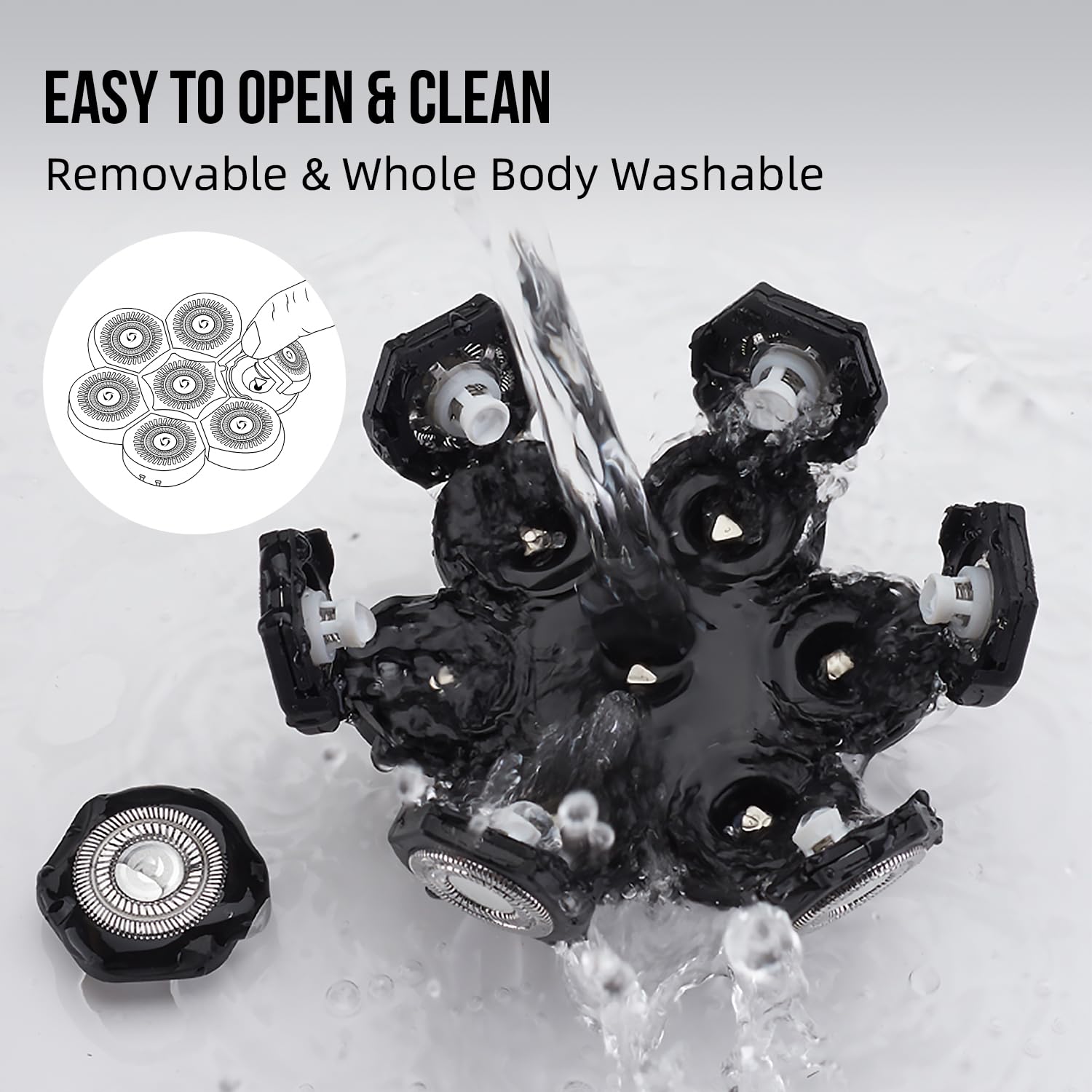 E-Hunter cleaning brushes 3-pack for easy maintenance after shaving.