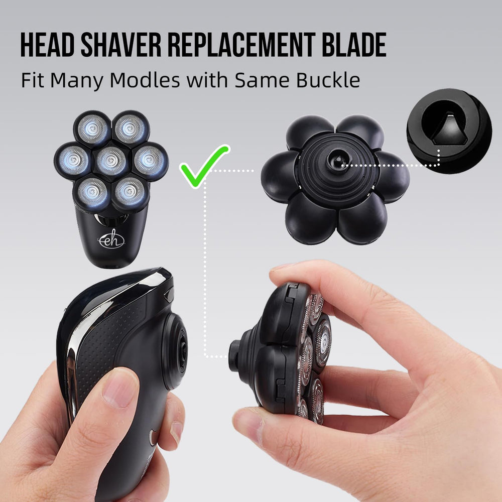 E-Hunter FlexSeries universal head shaver compatibility with replacement heads.