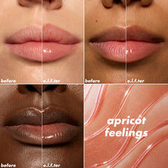Labios con brillos de e.l.f. Glow Reviver Lip Oil para un look luminoso