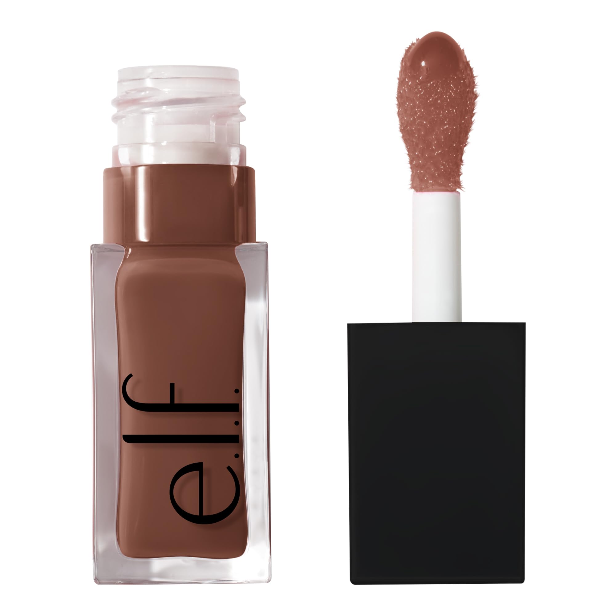 e.l.f. aceite labial iluminador, primer plano, brillo ligero y nutrición