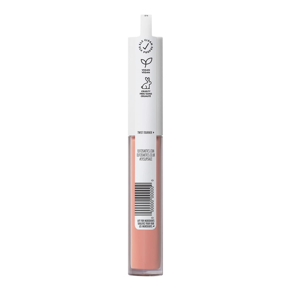 Vegan and cruelty-free badge on e.l.f. Lip Lacquer packaging for mindful beauty.