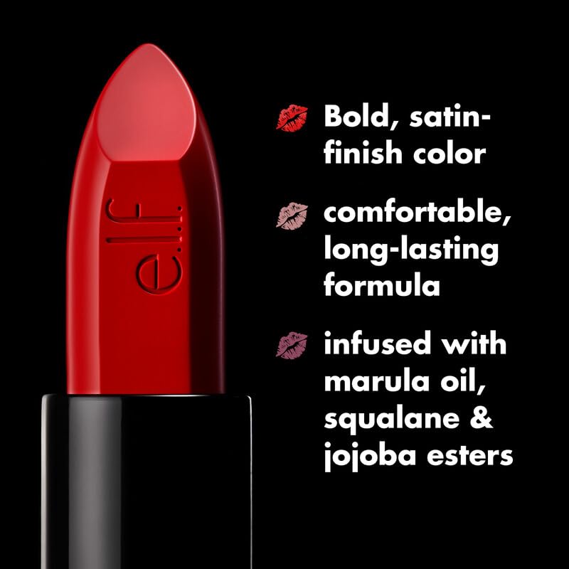 e.l.f. O Face Satin Lipstick empaque lujoso que inspira confianza