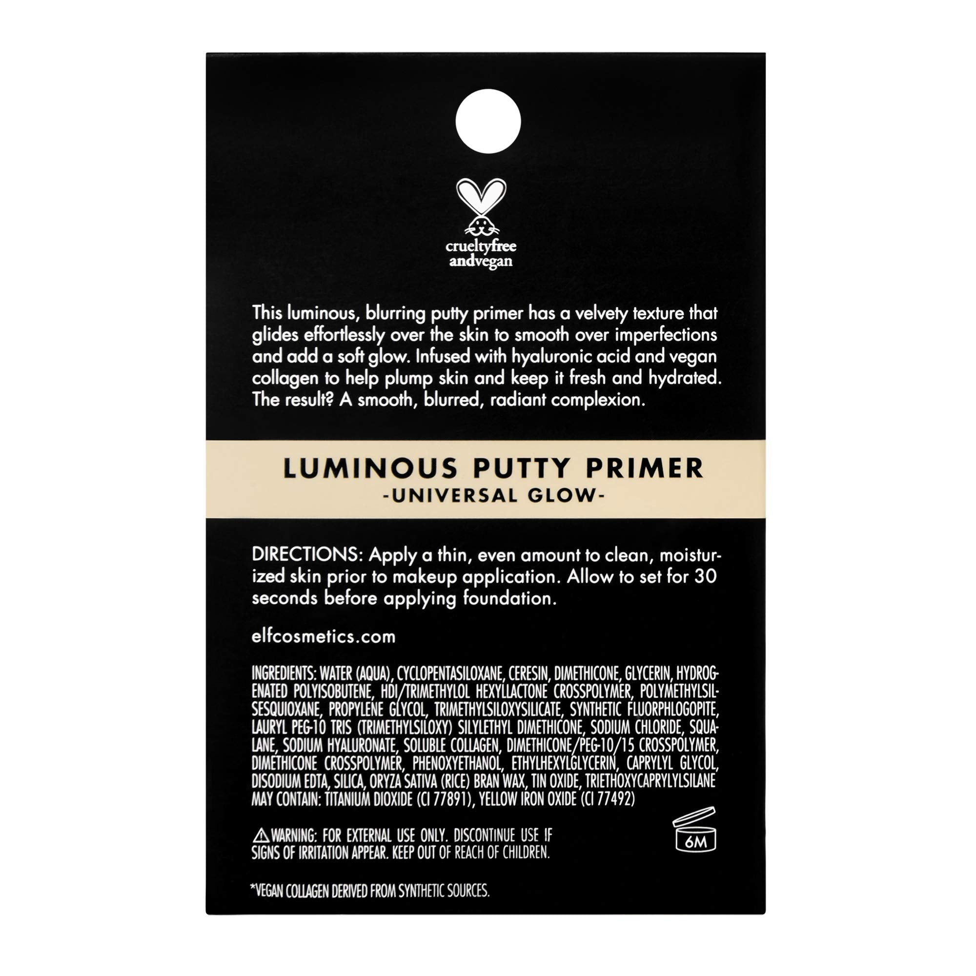 e.l.f. primer de pasta luminosa con aplicador para higiene.