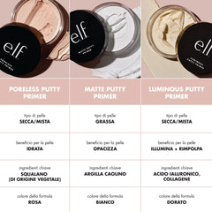 e.l.f. primer sin poros, hidratación con squalano para piel sana.