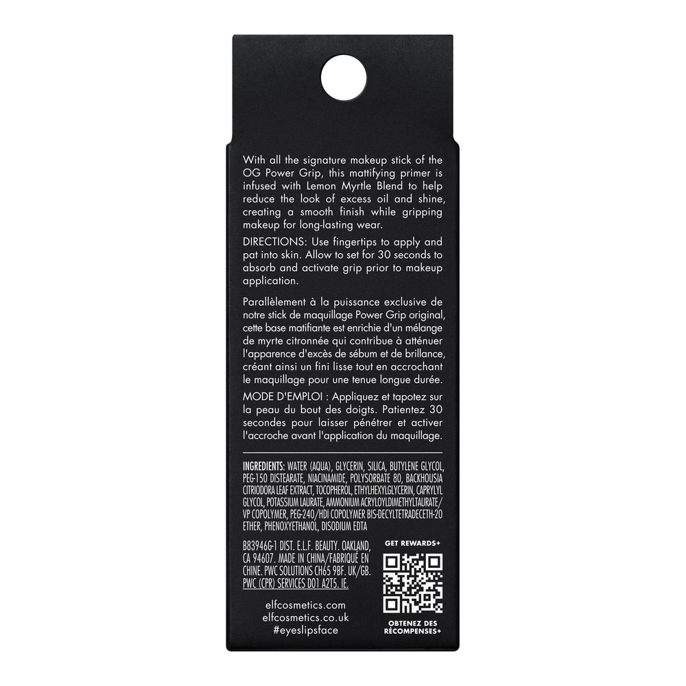 e.l.f. Power Grip Mini packaging shows vegan and Leaping Bunny certification label
