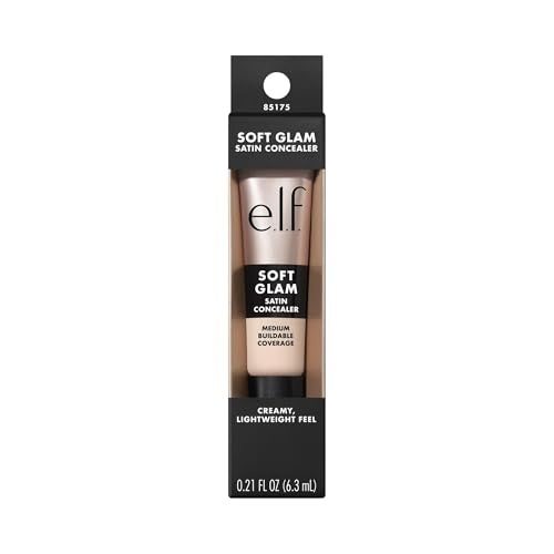 e.l.f. Soft Glam Satin Concealer tube and wand displayed on vanity.