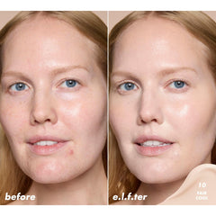 e.l.f. Soft Glam Satin Concealer under-eye swatch demonstrates color match for bags and shadows.