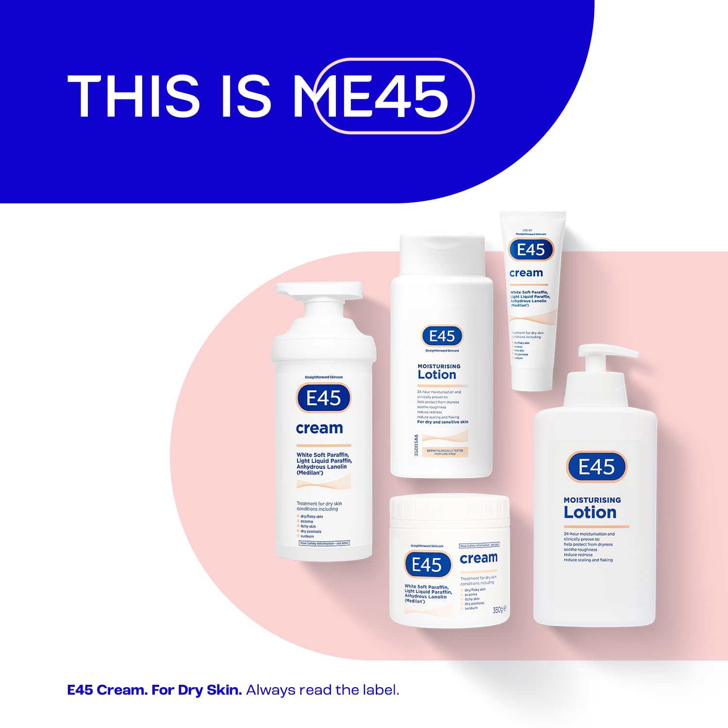 Family-use scene with E45 Cream for all ages.