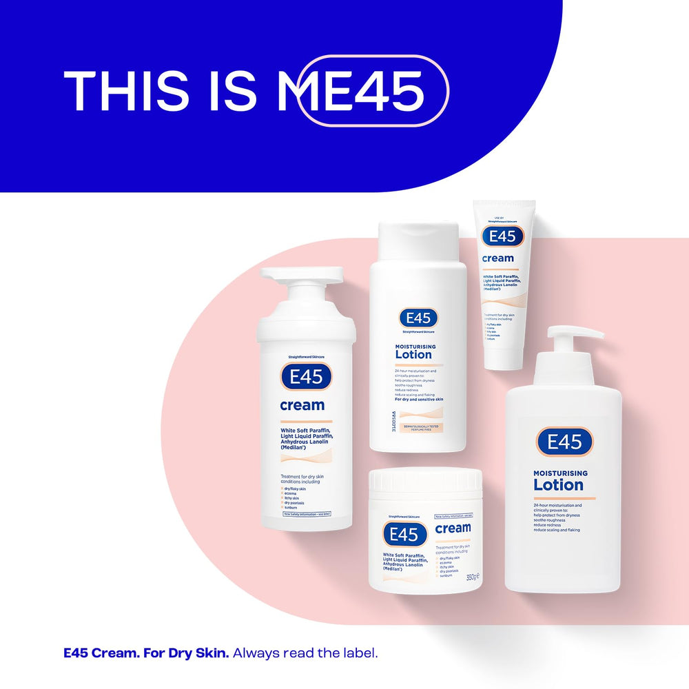 Family-use scene with E45 Cream for all ages.