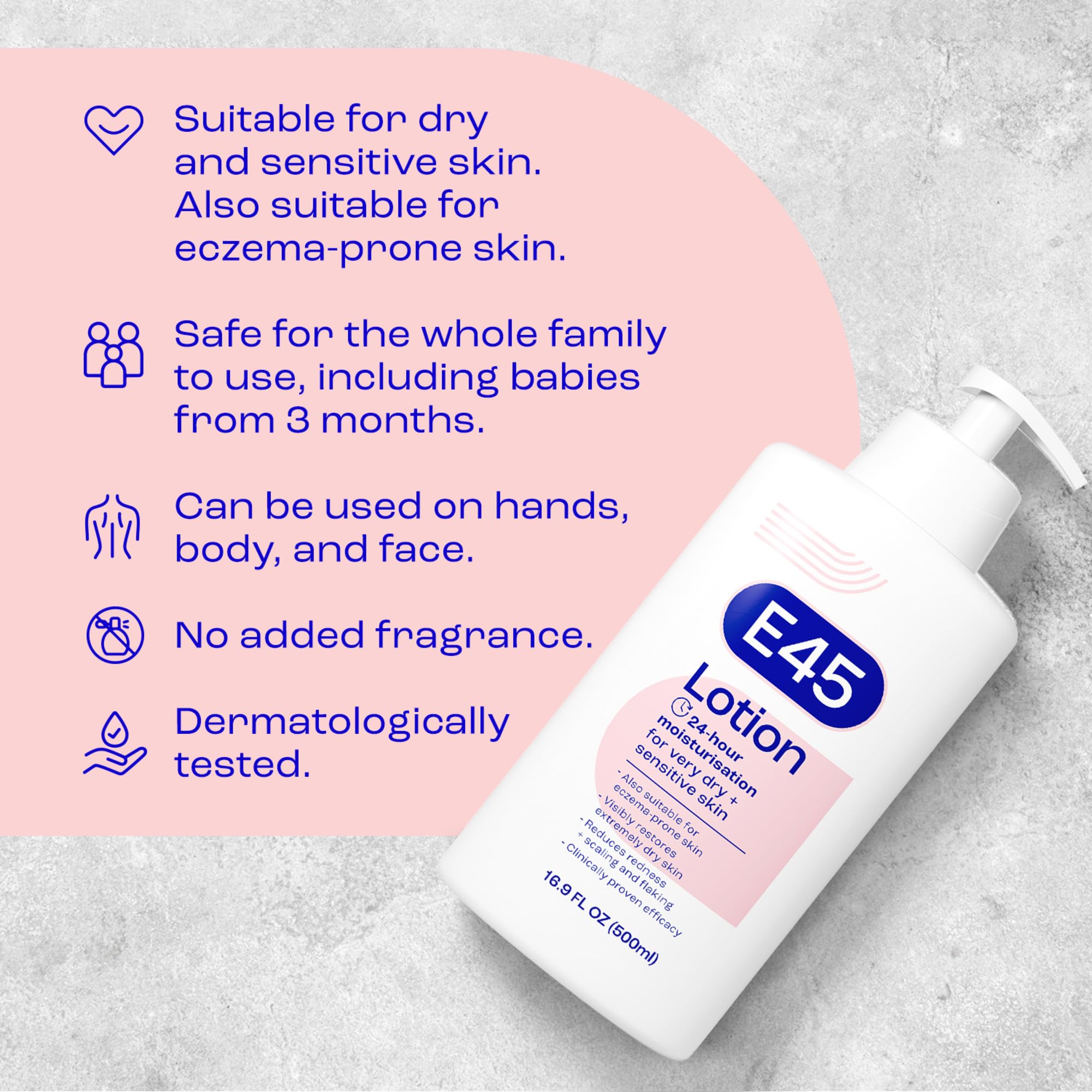 Protege la barrera cutánea y reduce irritación con E45.