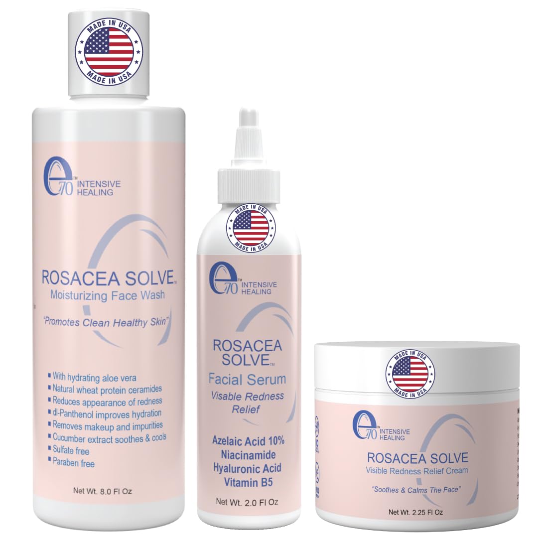 e70 Rosacea Solve face wash bottle for gentle cleansing that preserves moisture