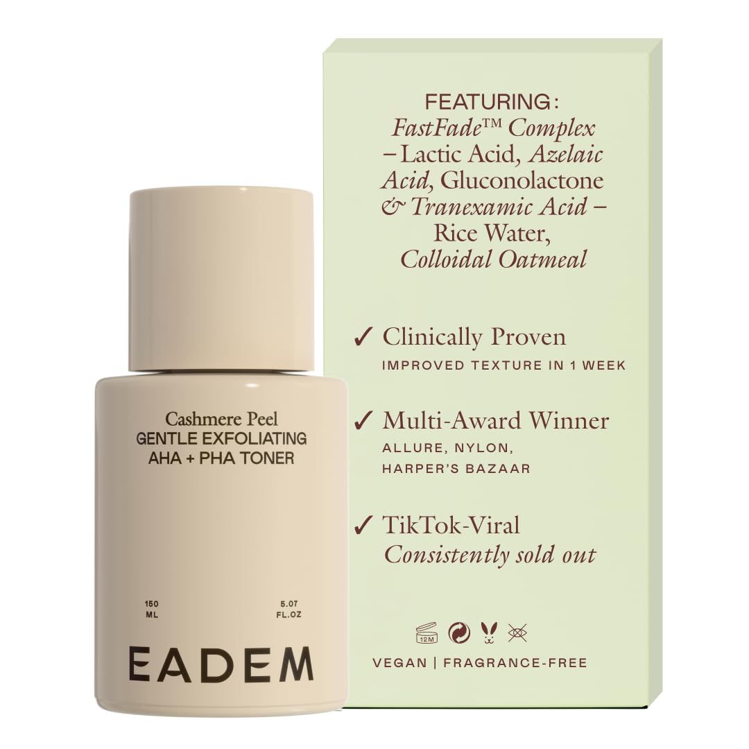 EADEM Cashmere Peel bottle pour shows milky hydration for clearer pores