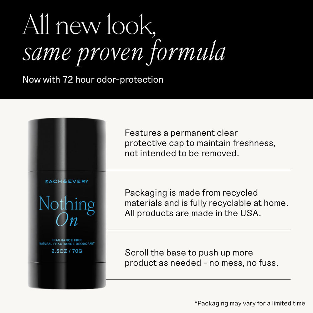 Each & Every aluminum-free deodorant close-up texture shows a smooth glide for gentle application.