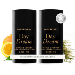 Each & Every 2-pack deodorant front view, showing value and aluminum-free formula