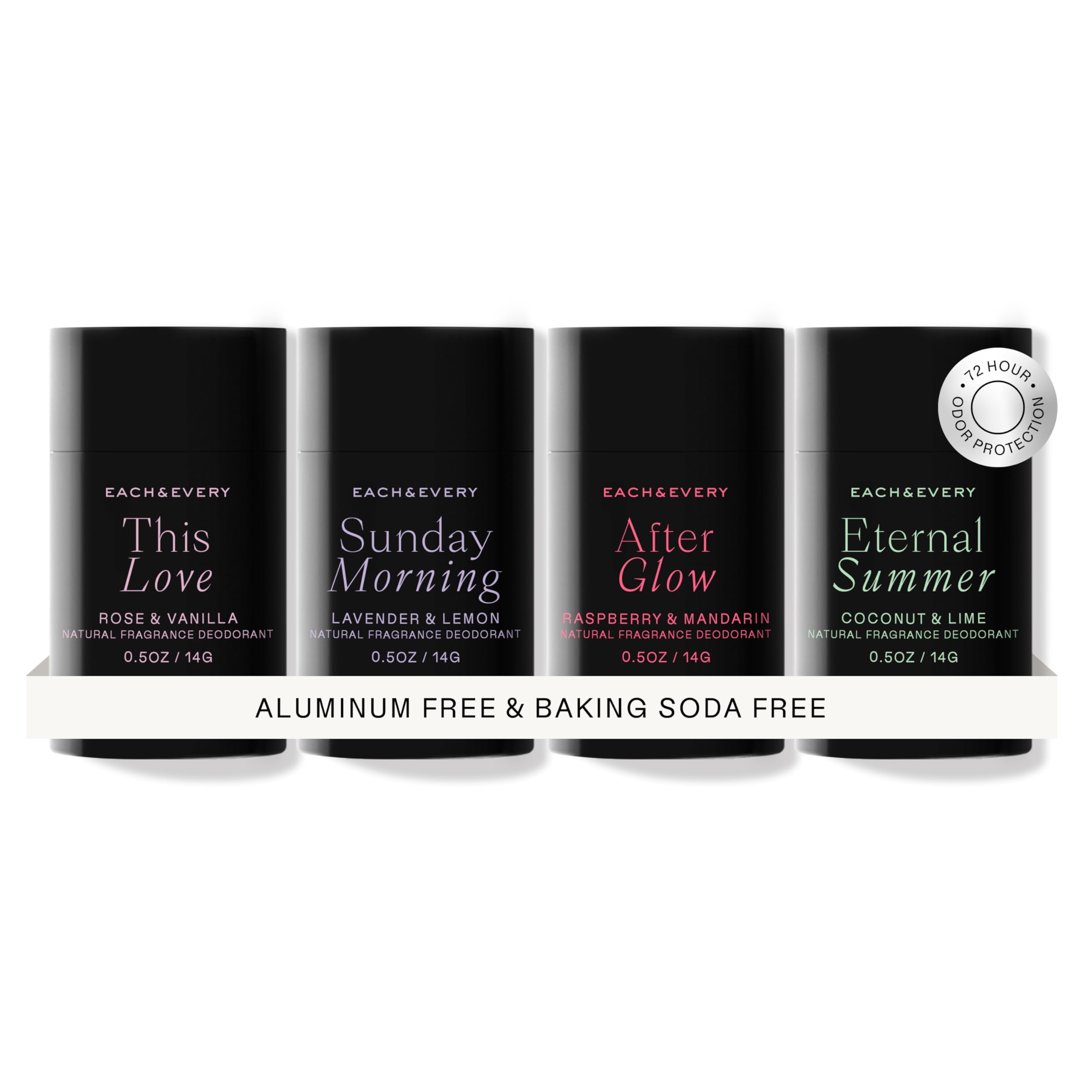 Each & Every Raspberry Mandarin deodorant stick for all-day fresh scent.