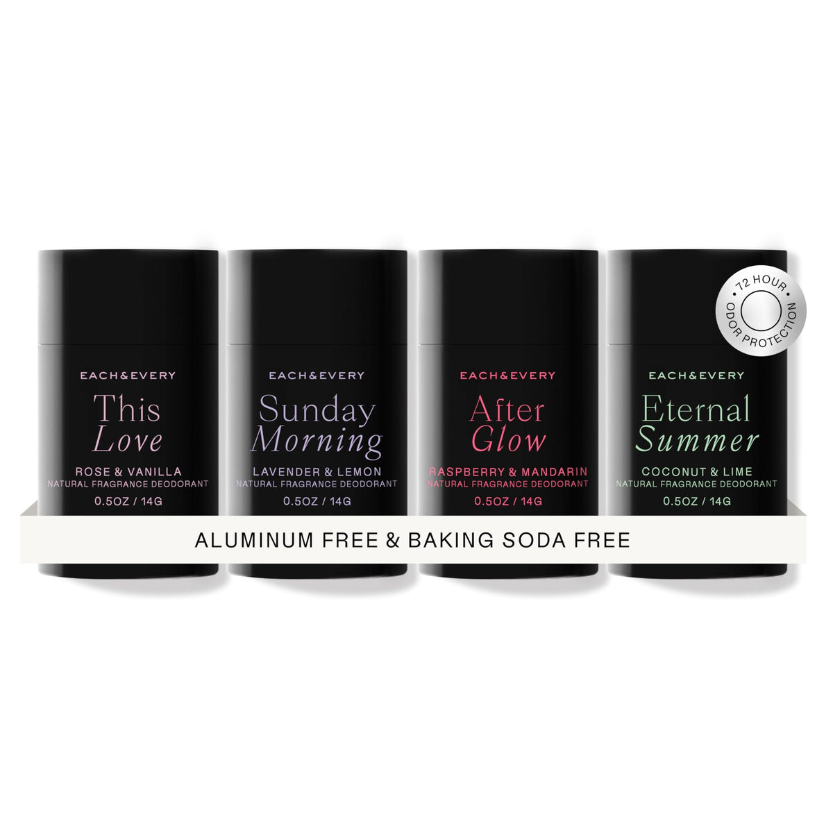 Each & Every Raspberry Mandarin deodorant stick for all-day fresh scent.