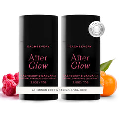 Each & Every raspberry-mandarin deodorant packaging highlights aluminum-free formula for all-day freshness.