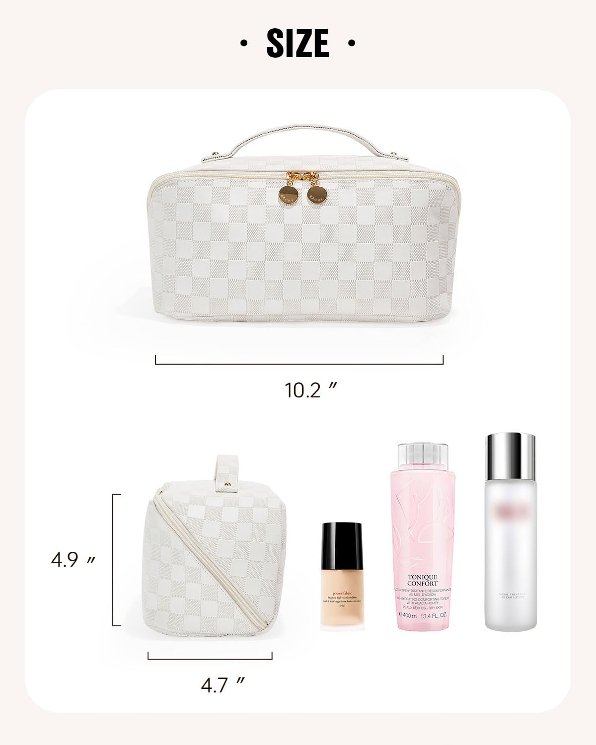 Eachy bag with divider and handle supports organized packing.