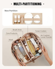 EACHY large-capacity cosmetic bag with side pockets keeps toiletries organized