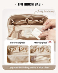 Eachy makeup bag interior pockets keep items neatly separated.