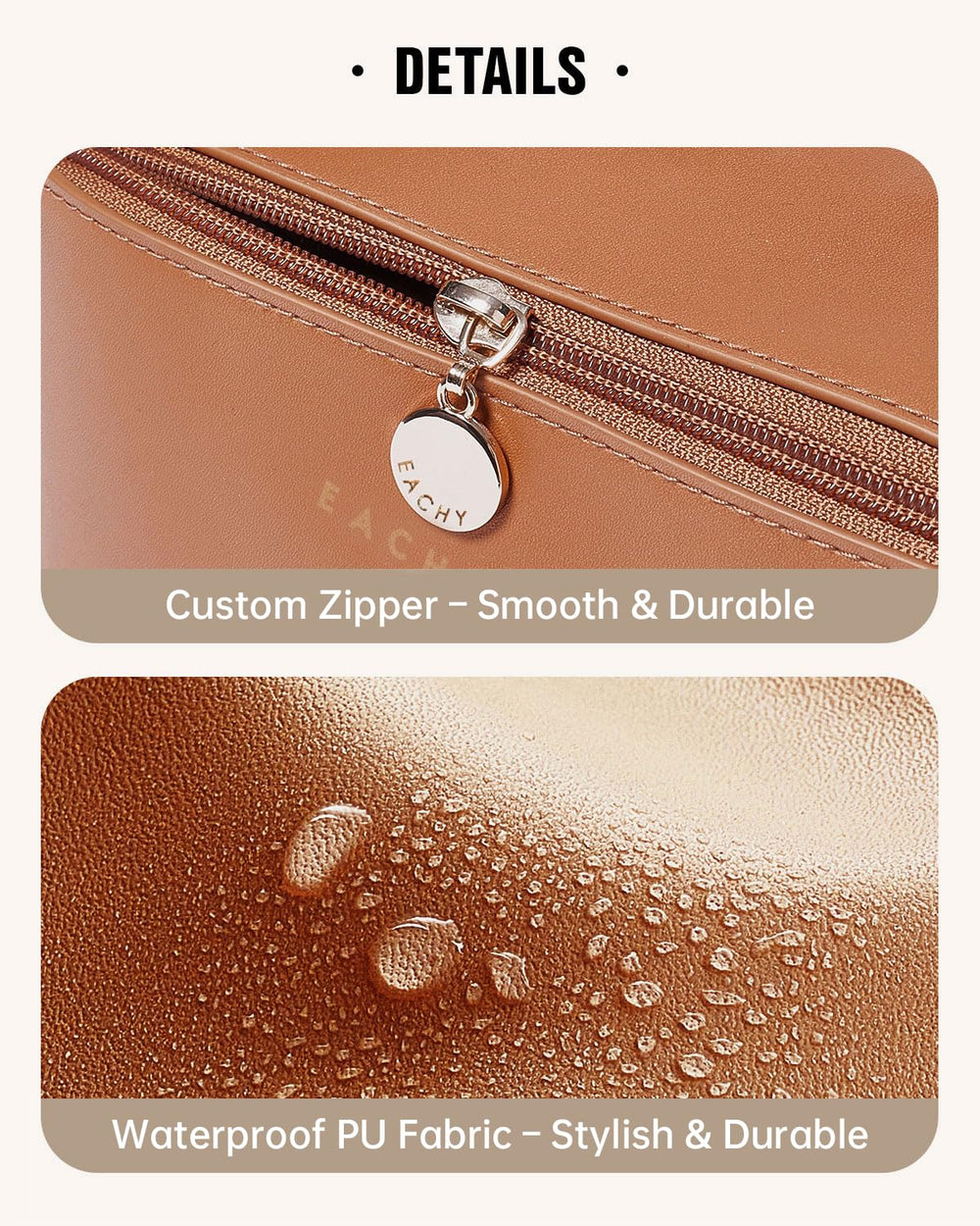 Eachy makeup and toiletry bag combo keeps skincare and toothbrushes organized.
