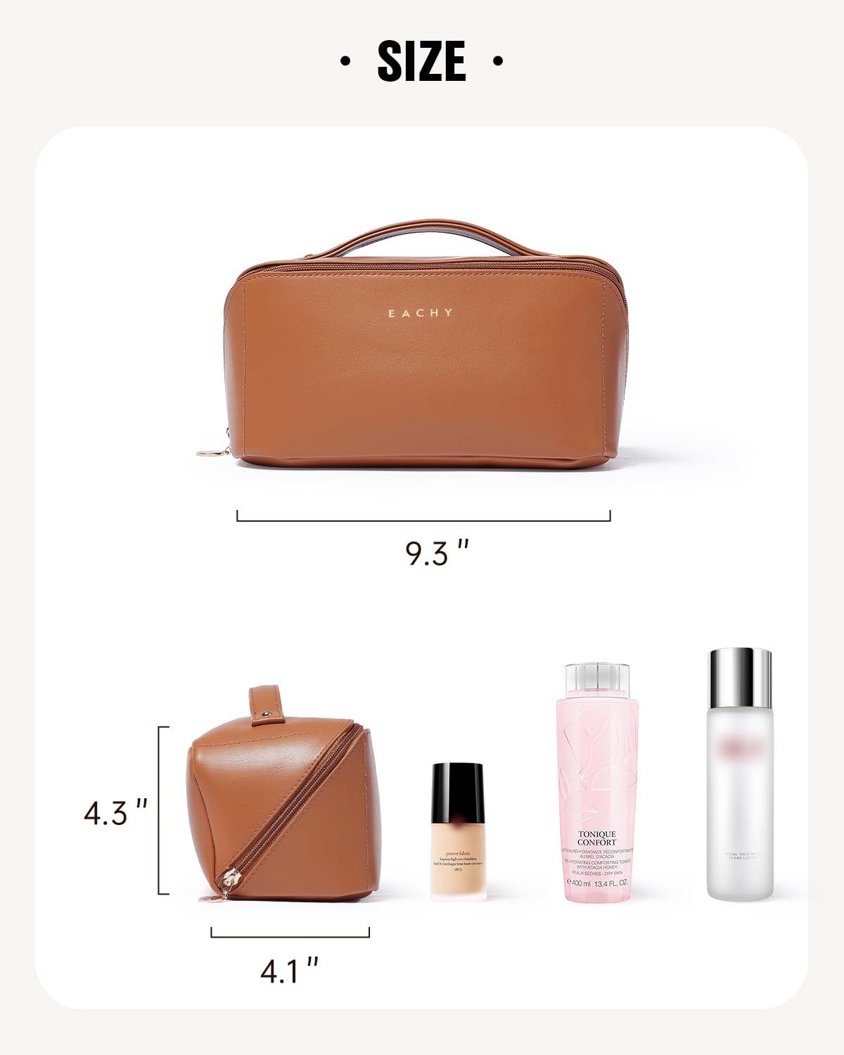 Eachy divided travel case helps separate items for quick packing.