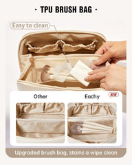 Eachy travel makeup bag – divider and handle for easy setup and separation.