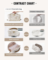Eachy travel makeup bag features multiple side pockets for small essentials