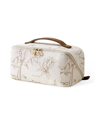 Eachy travel makeup bag open flat design enables quick access to cosmetics