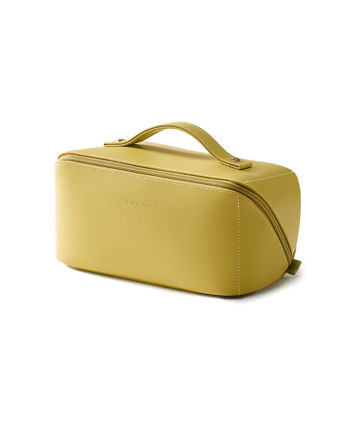 Eachy Travel Makeup Bag with open-flat design for quick access to cosmetics.