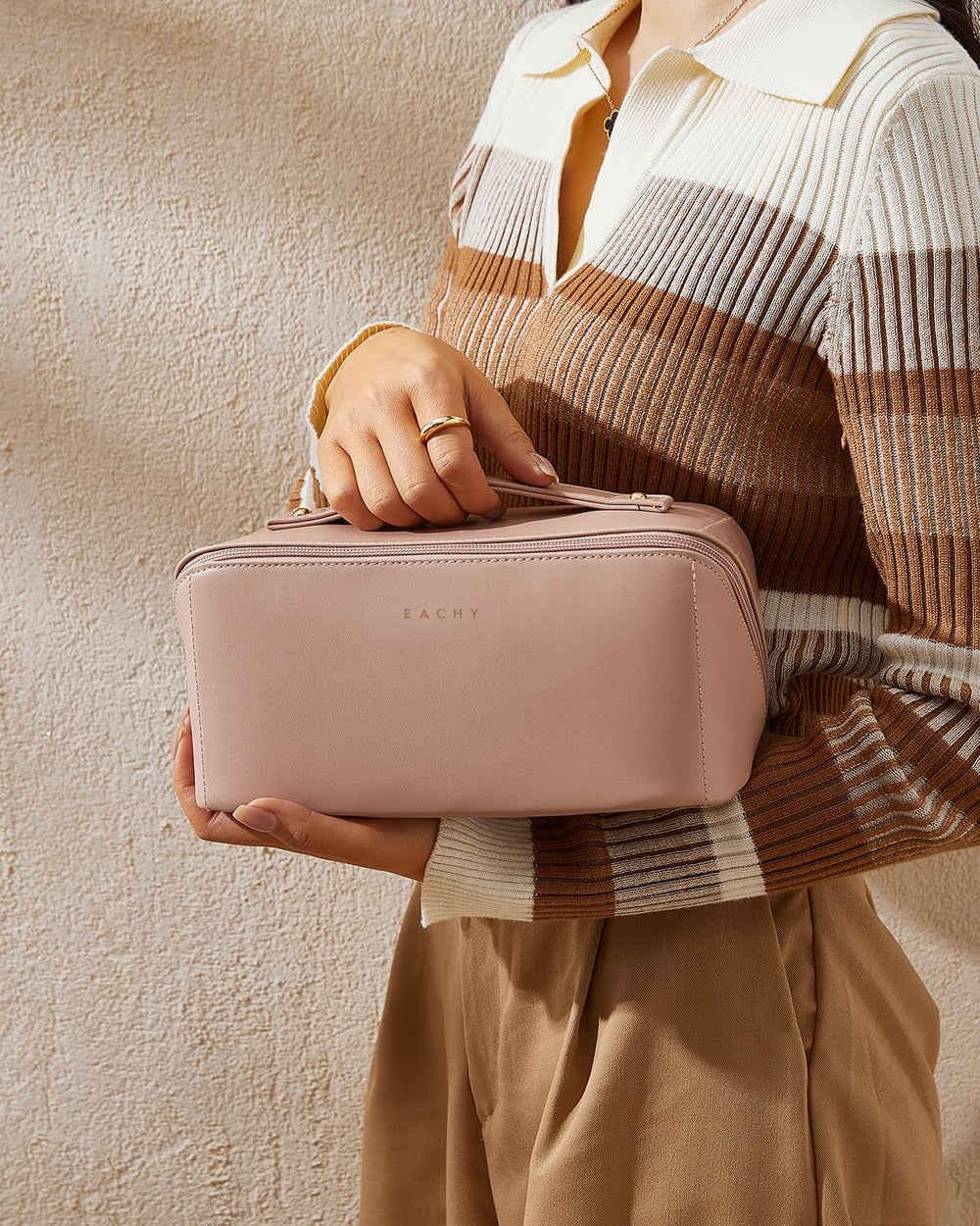 Eachy makeup bag in luggage fits essentials without bulk