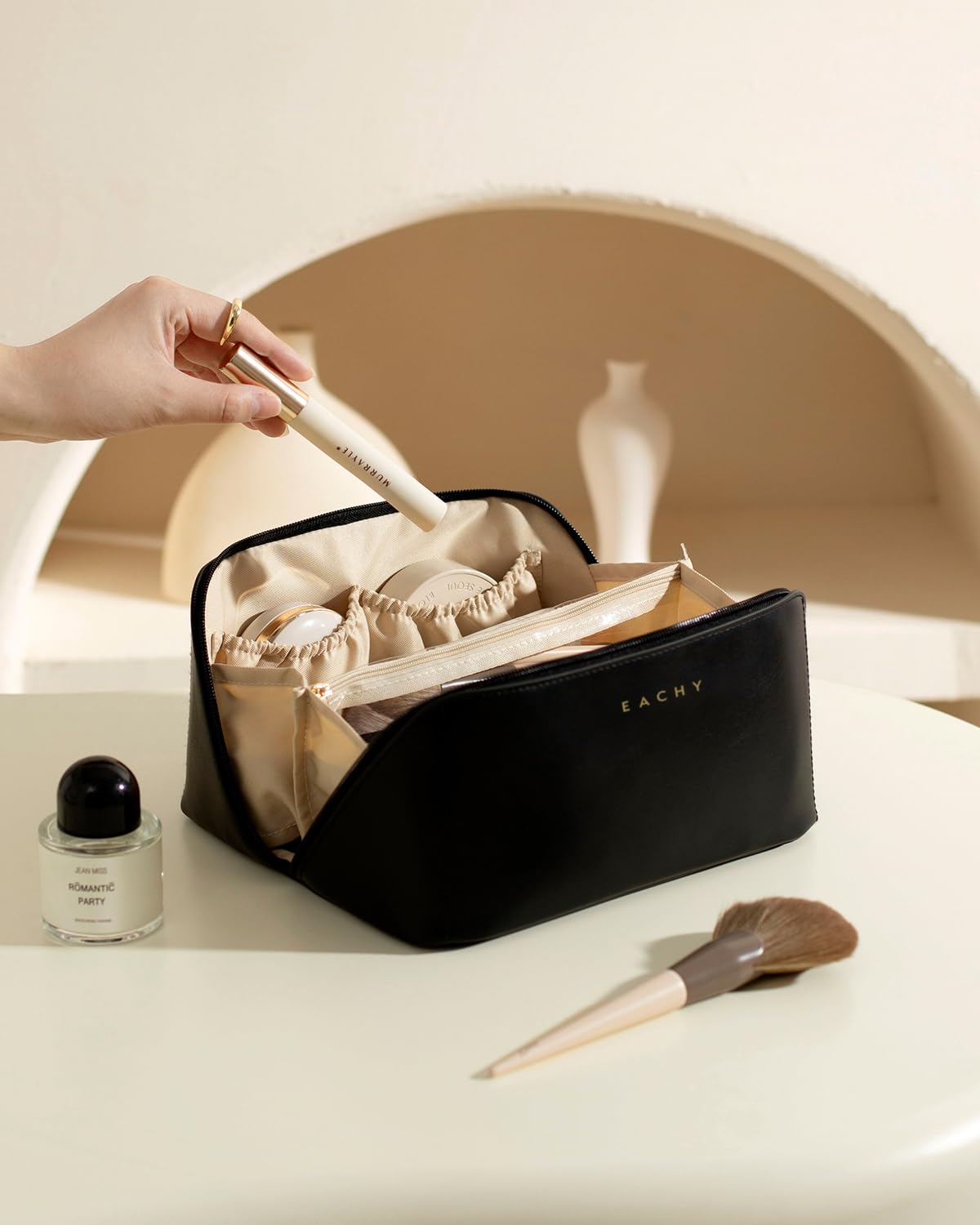 EACHY keeps skincare and makeup neatly stored at home or away