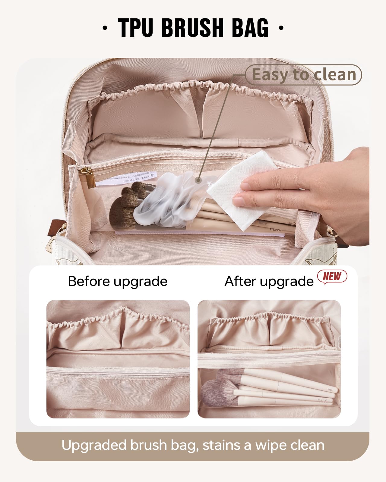 Eachy travel makeup bag transparent TPU brush pocket keeps brushes clean and accessible
