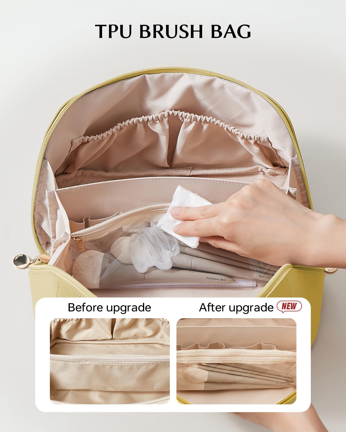 Eachy travel makeup bag water-resistant exterior protects contents during travel