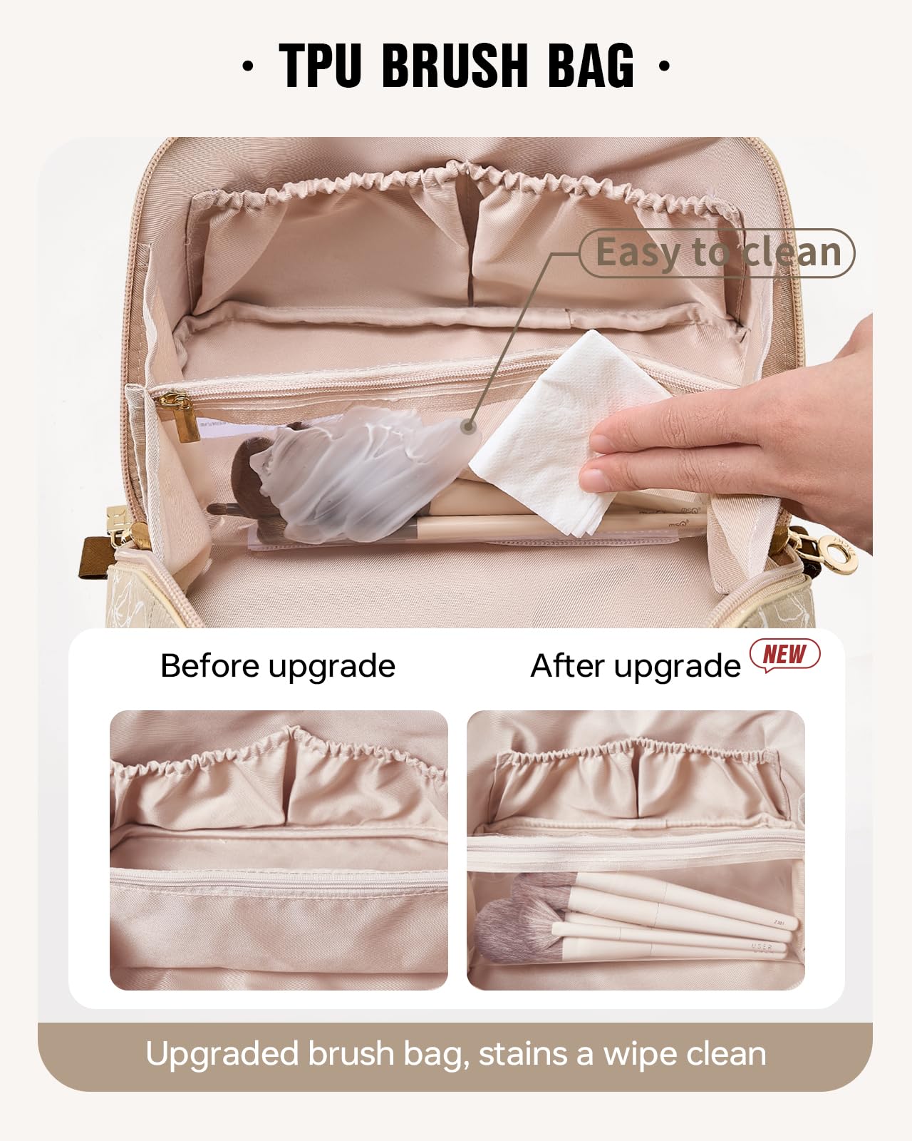 EACHY waterproof PU leather exterior resists splashes during travel