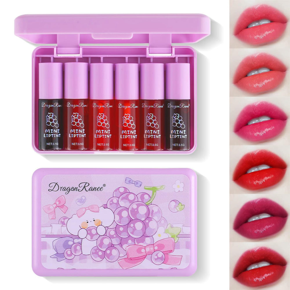 Eakroo 6 colors grapes lip tint set in packaging for versatile makeup