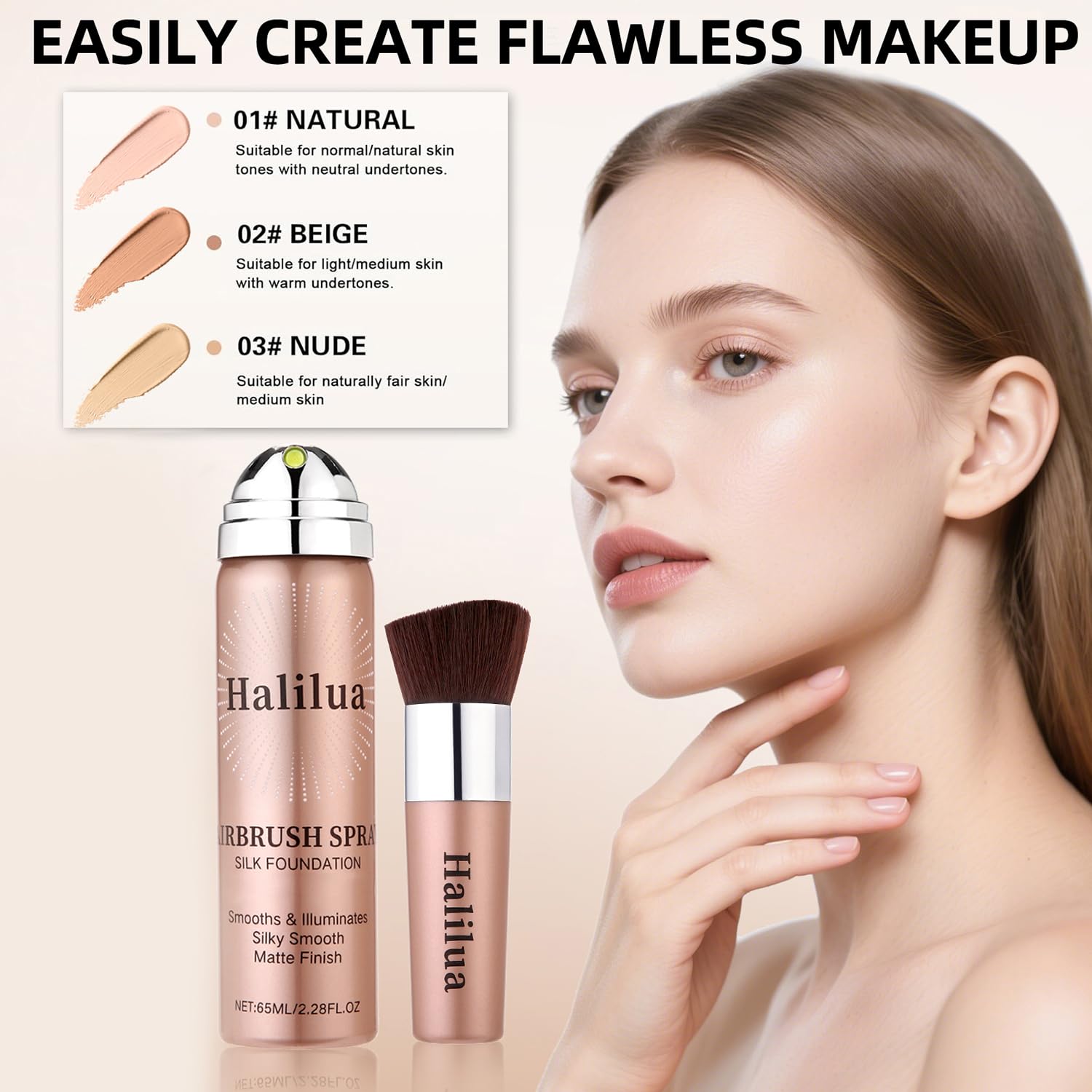 Eakroo airbrush brush attachment enables precise, even application for a flawless look.