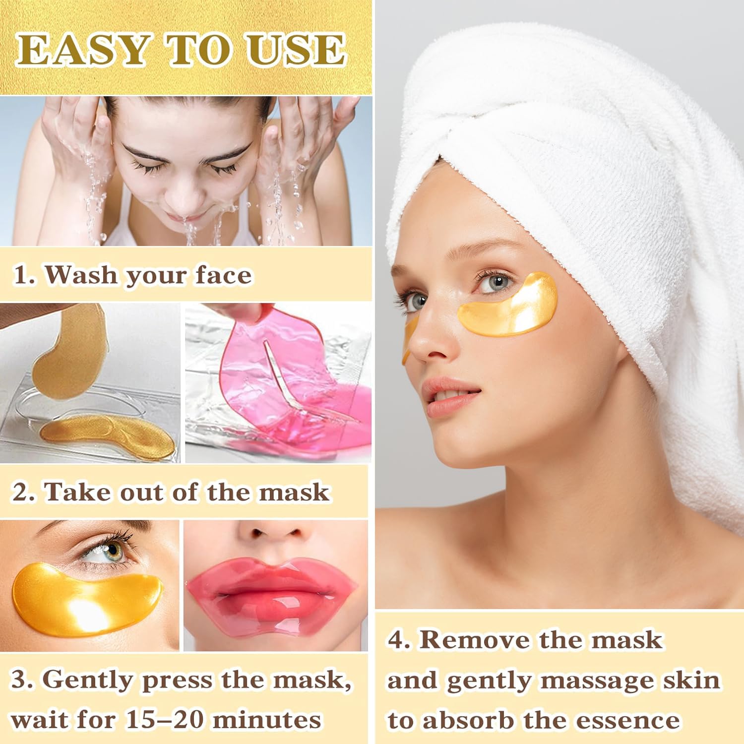 Under-eye patches with hyaluronic acid for refreshing care from Eakroo.