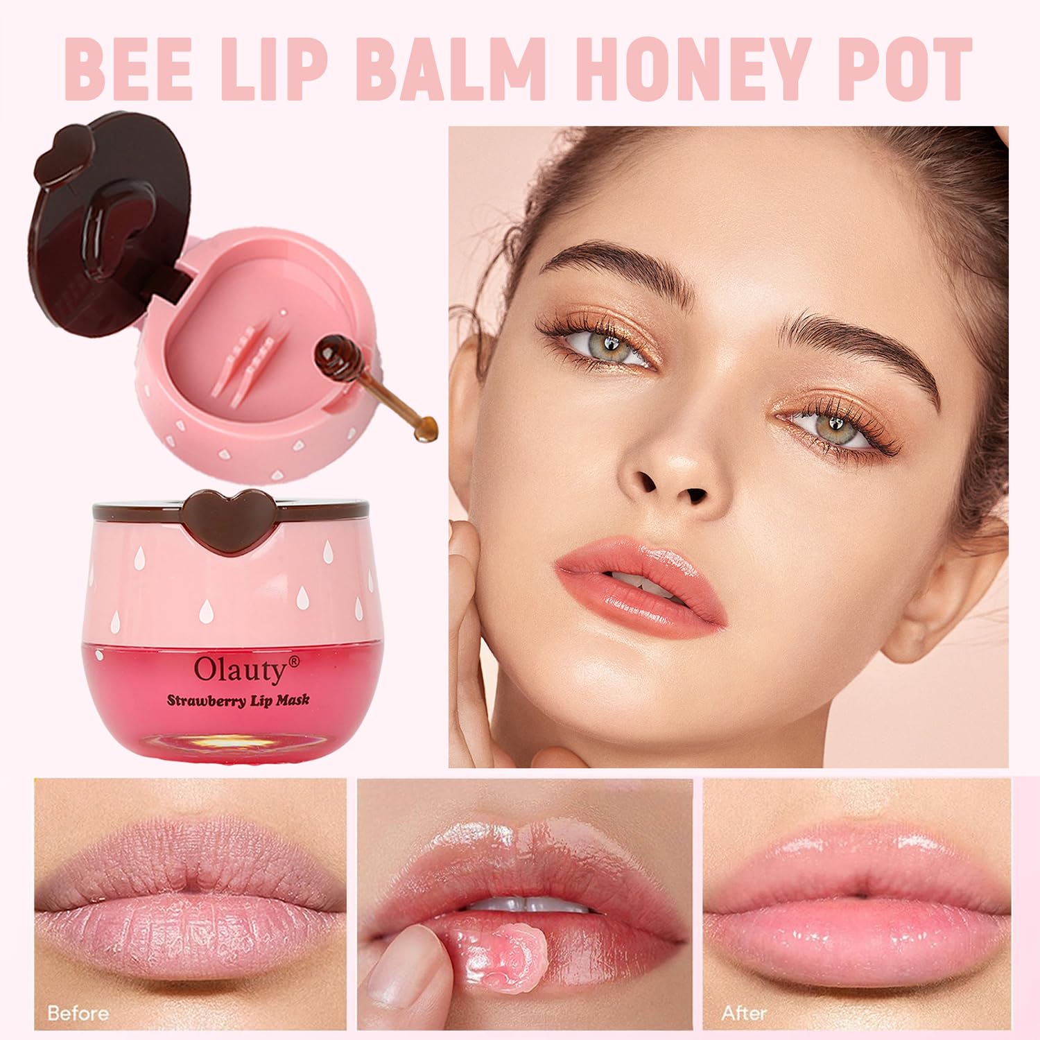 Balsamo labial Eakroo en tarro miel sabor manzana-lima, aplicación suave y protección