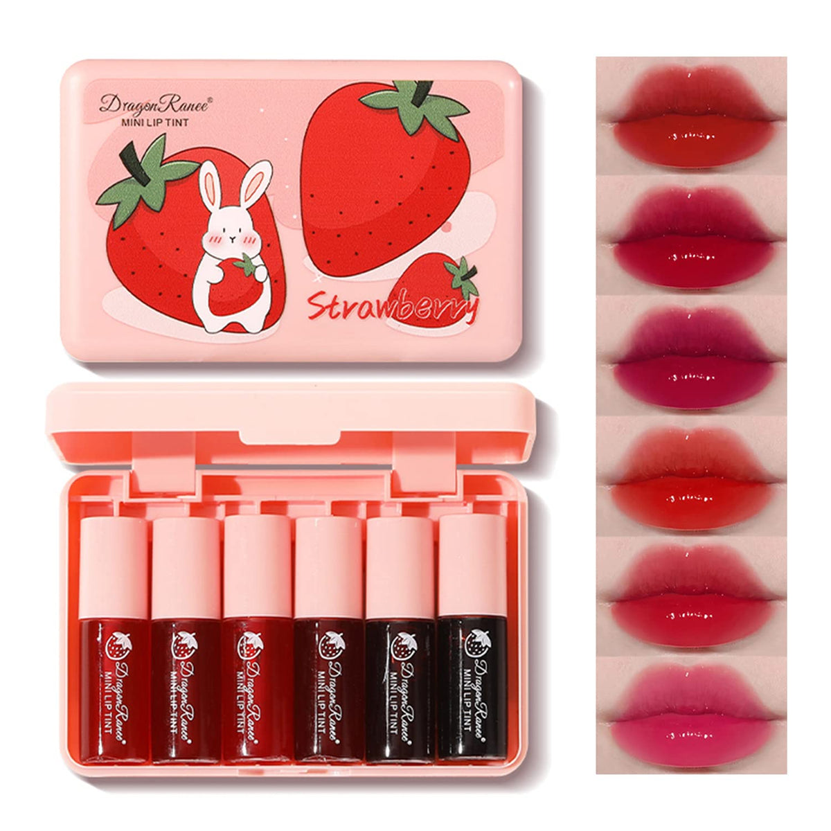 Eakroo lip tint six colors packaging showcases premium pigments for versatile looks.