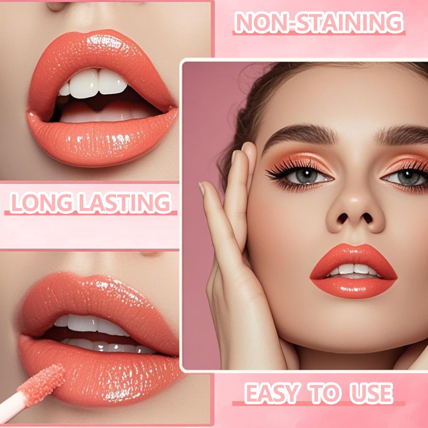 Eakroo lip tint application close-up shows easy glide and moisturizing formula.