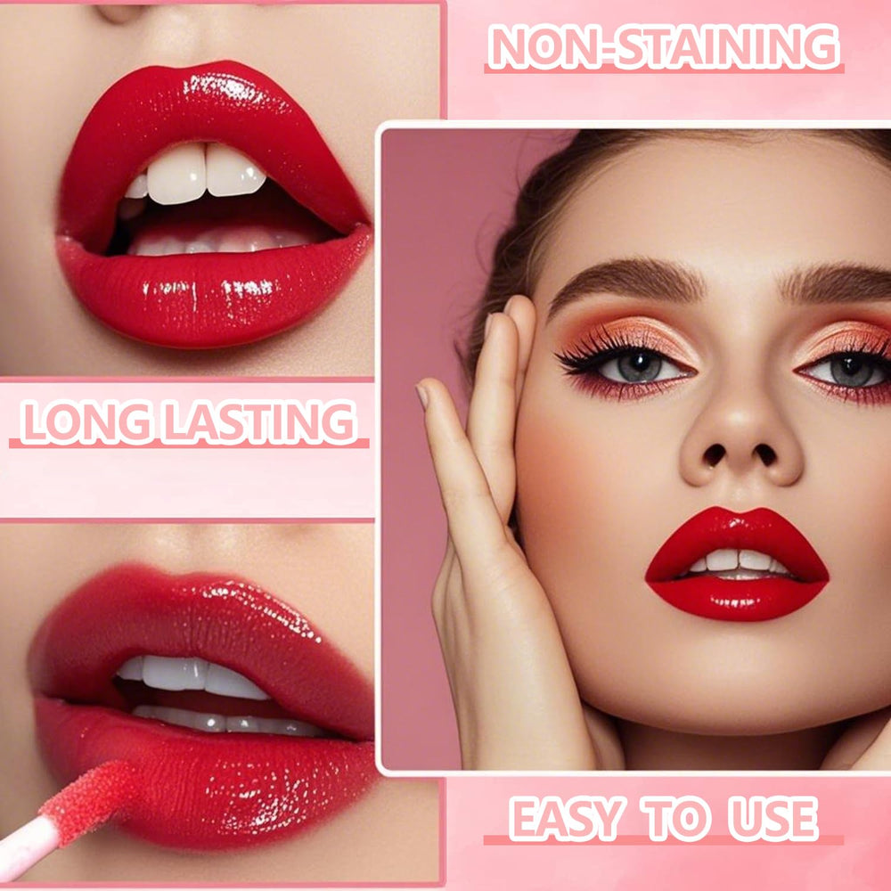 Eakroo lip tint lips application close-up shows smooth matte finish and long wear.